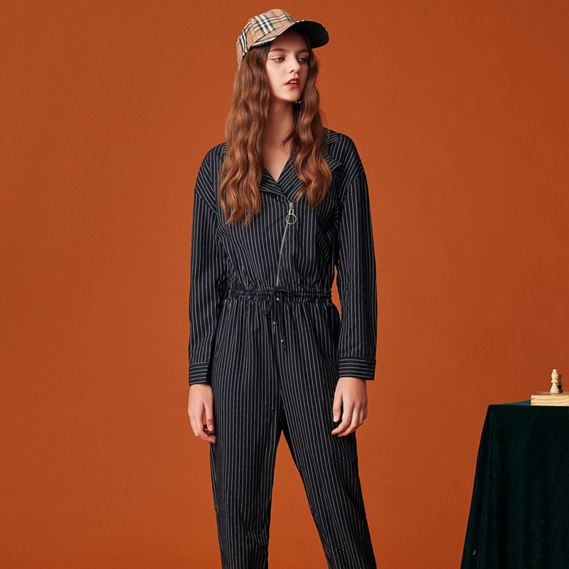 【艾格】2022秋季新款条纹设计连体裤 艾格银座连体衣/裤