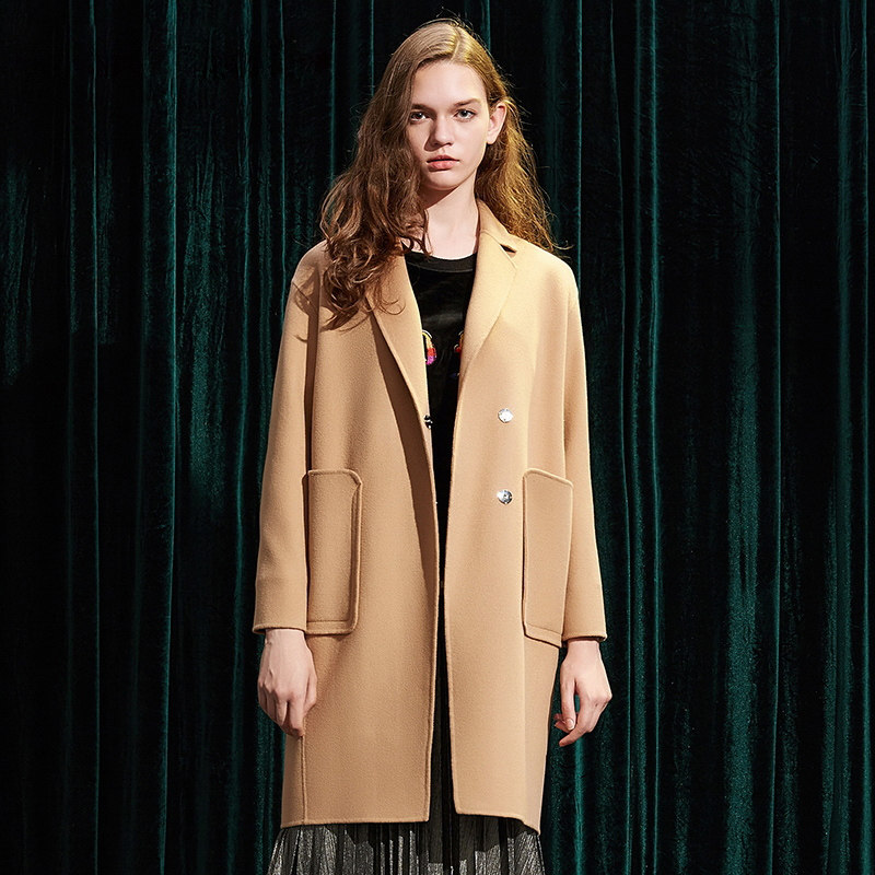 艾格2023春季新款时尚双面呢大衣 艾格旗舰毛呢外套