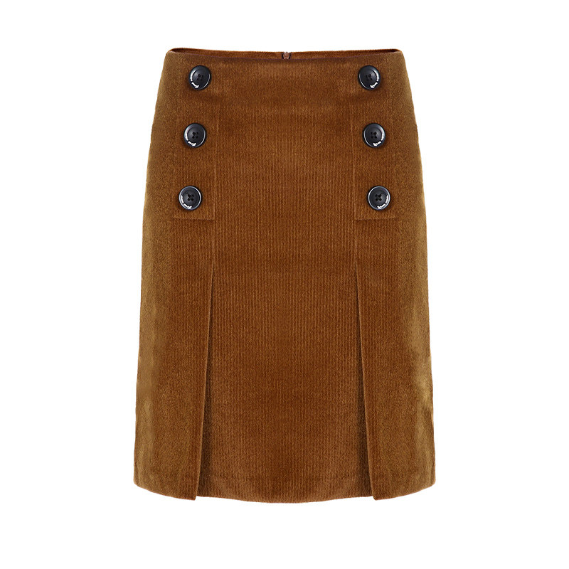 艾格2023春夏新款双排扣拉链半身裙 艾格旗舰半身裙