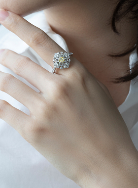 jcj时装珠宝蕾丝感黄锆石戒指