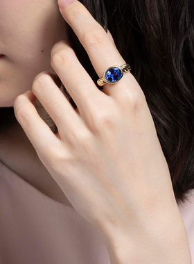 jcj时装珠宝椭圆宝石扭绳臂戒指