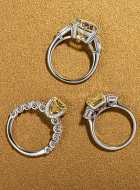 锆石戒指银镀18k白金奢华珠宝感