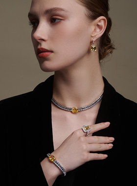 jcj时装珠宝枕形黄色锆石套组