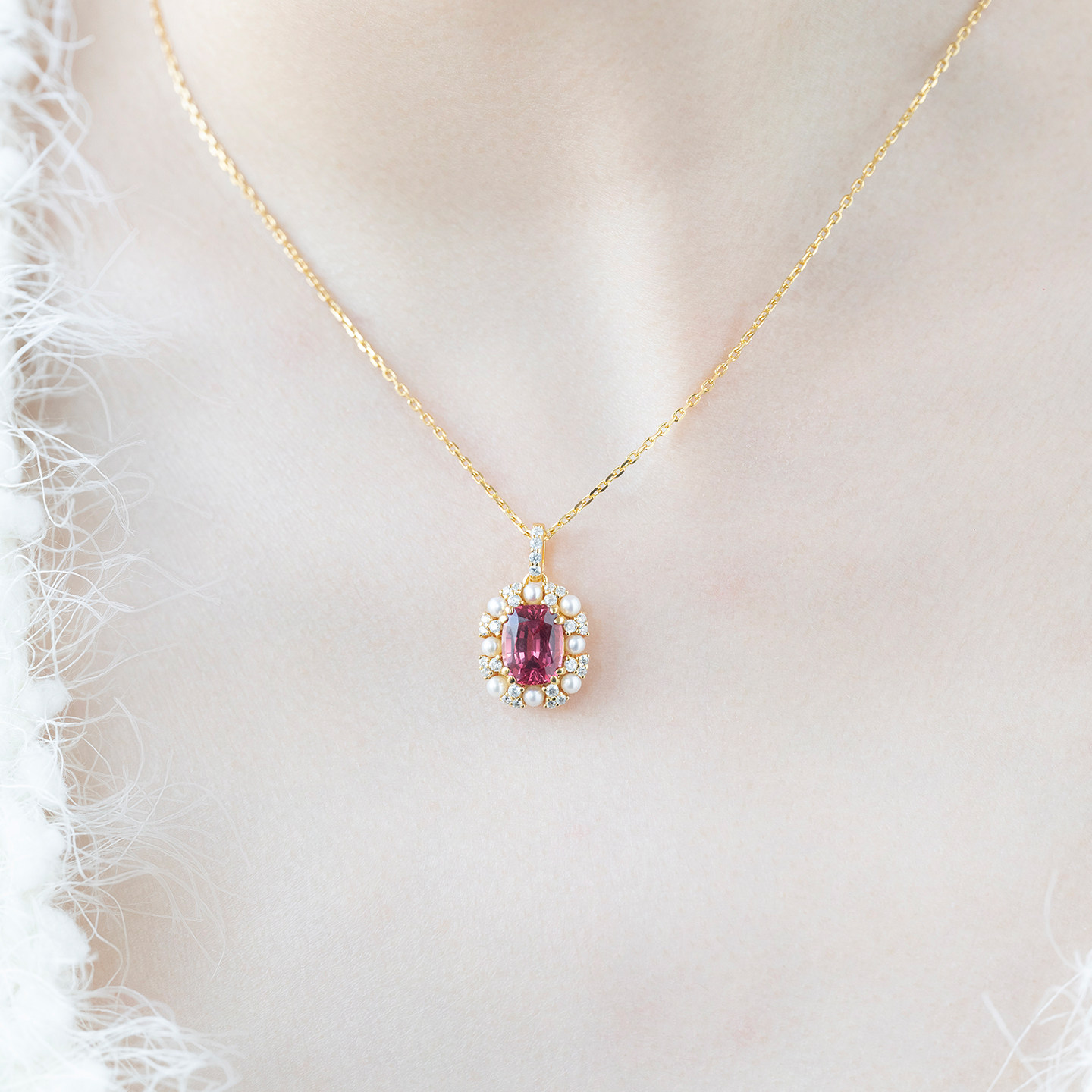 JCJ时装珠宝HighJewelPlay925银间隔珍珠橙红合成蓝宝石戒指项链,淘宝优惠券,粉丝福利购,淘宝优惠卷