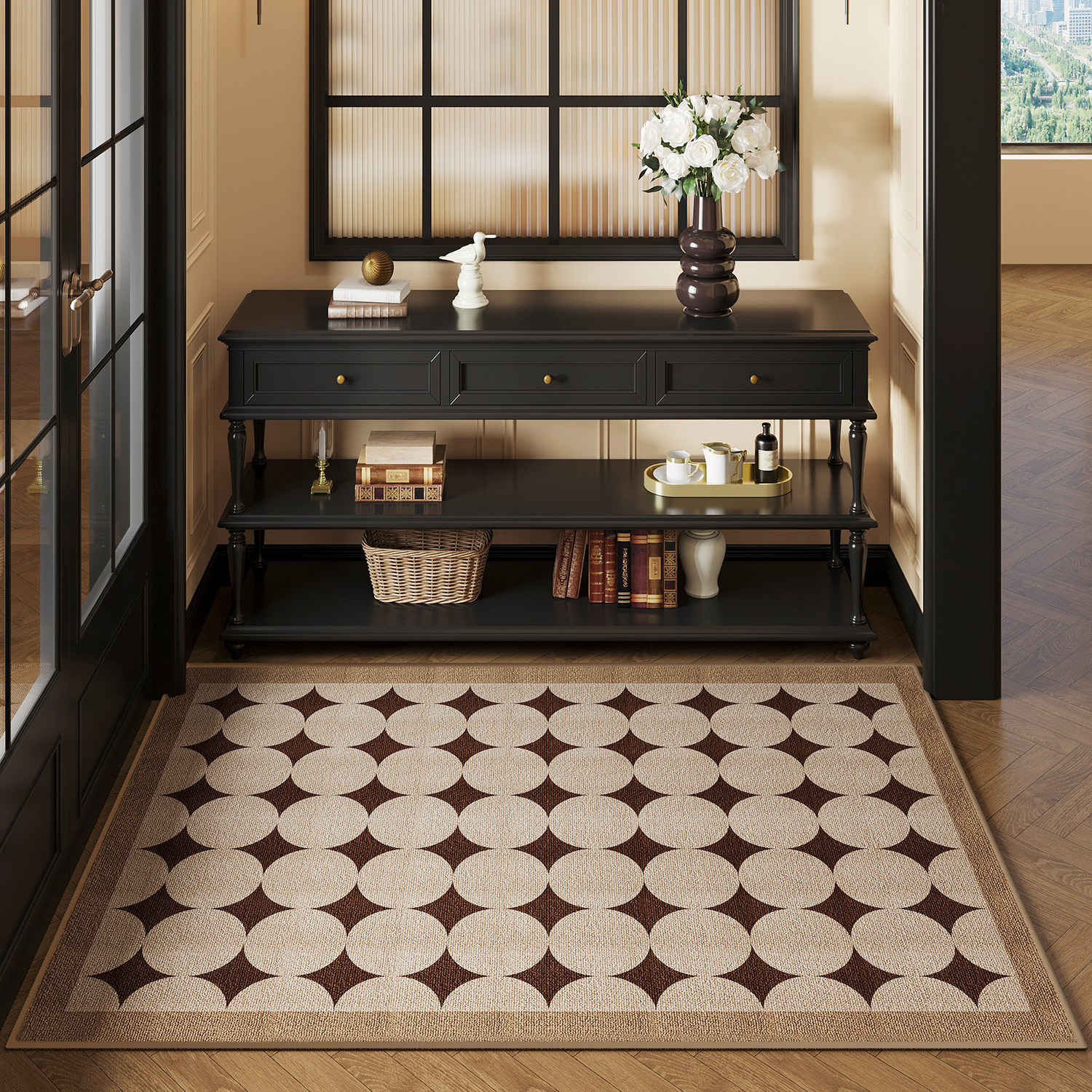 地垫入户门垫中古风可裁剪玄关大门口进门脚垫高级感免洗耐脏地毯,淘宝优惠券,粉丝福利购,淘宝优惠卷