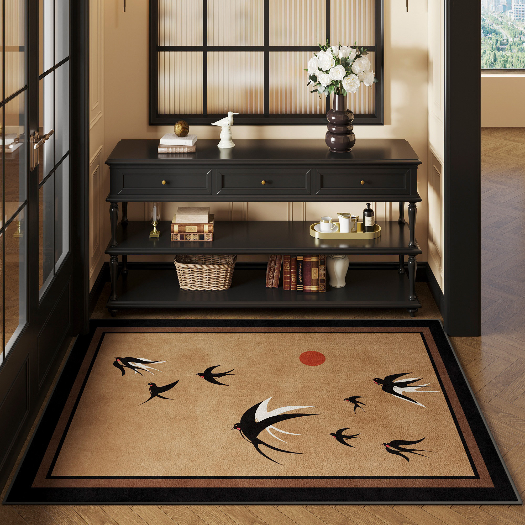 地垫入户门垫中古风可裁剪玄关大门口进门脚垫高级感免洗耐脏地毯,淘宝优惠券,粉丝福利购,淘宝优惠卷