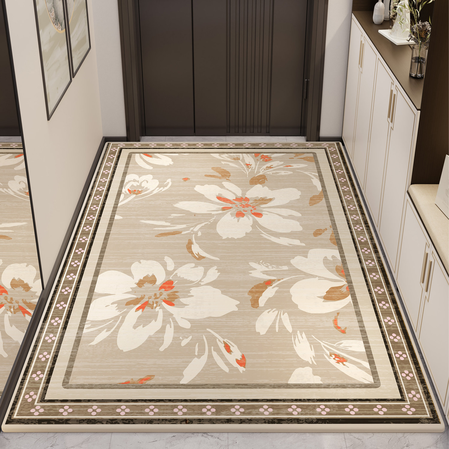 地垫入户门垫新中式家用门口脚垫高级灰喜庆进户门地毯玄关垫耐脏,淘宝优惠券,粉丝福利购,淘宝优惠卷