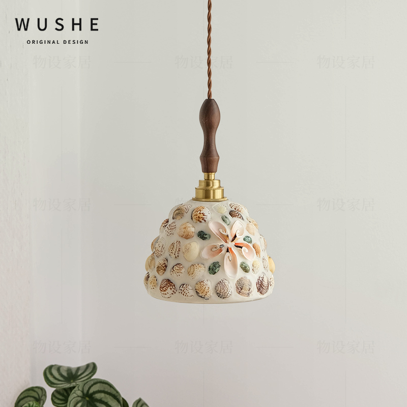法式复古彩色玻璃贝壳餐厅吊灯美式中古蒂凡尼地中海日式过道吧台 - 图2