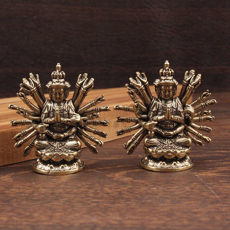 千手观音佛雕像纯黄铜摆件生肖鼠本命佛车挂件观世音菩萨唐卡吊坠,淘宝优惠券,粉丝福利购,淘宝优惠卷