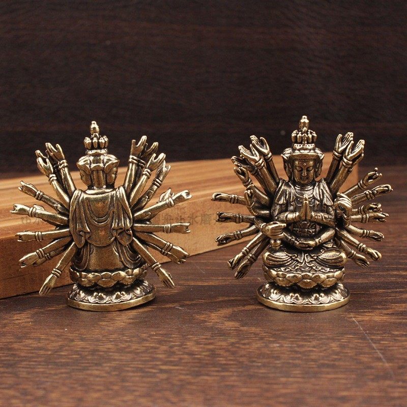 千手观音佛雕像纯黄铜摆件生肖鼠本命佛车挂件观世音菩萨唐卡吊坠,淘宝优惠券,粉丝福利购,淘宝优惠卷