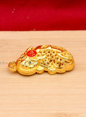 4cm合金貔貅金色福字吊坠招守财