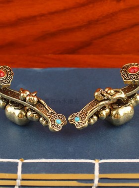 5.7cm纯铜如意摆件镶钻柿柿如意