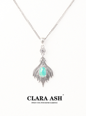 原矿绿松石纯银项链|藏式复古