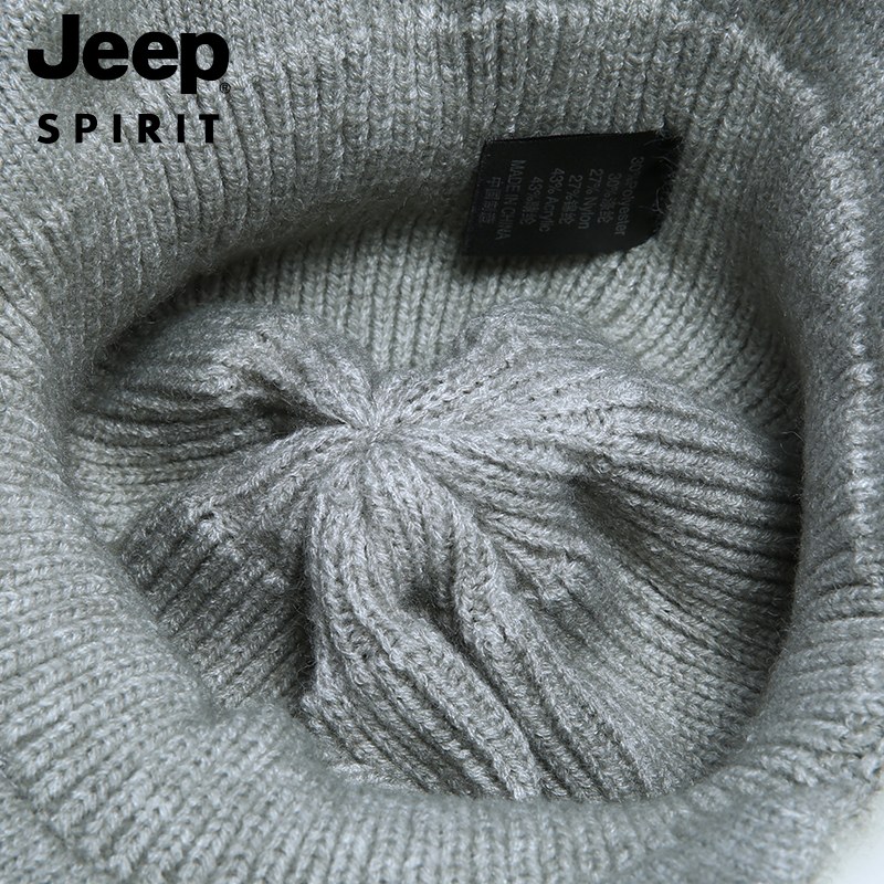 JEEP中老年人帽子男士冬季爸爸毛线帽保暖冬天老人羊毛针织帽男款