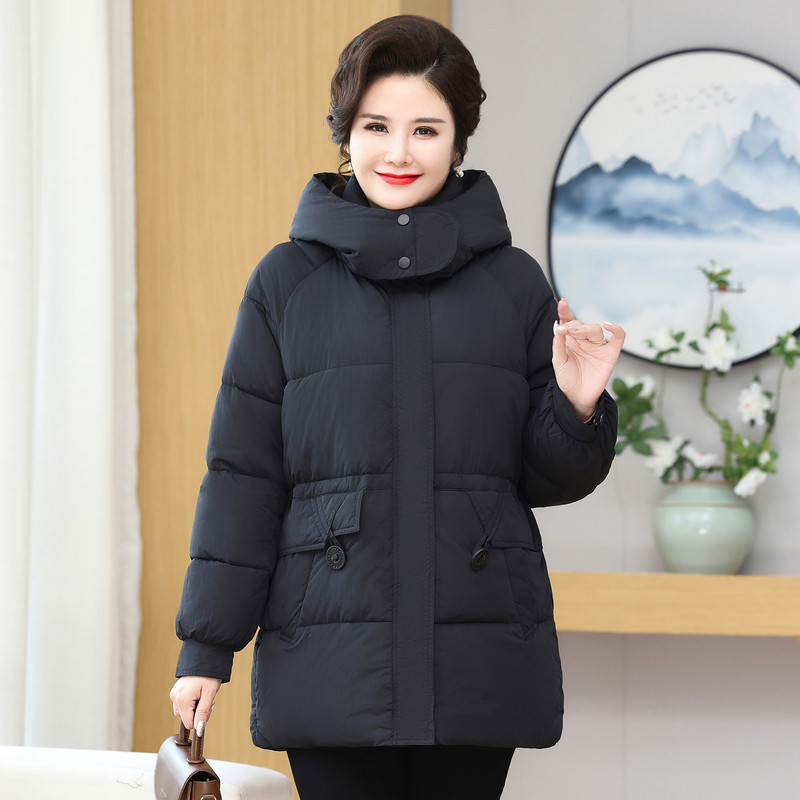 胖mm妈妈冬装羽绒棉服特大码保暖棉袄中老年人加厚棉衣外套女加肥
