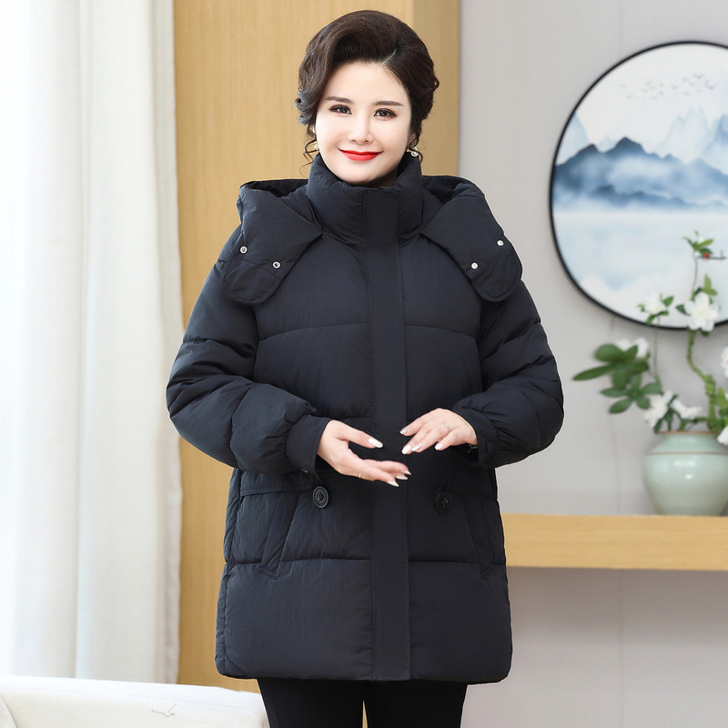 胖mm妈妈冬装羽绒棉服特大码保暖棉袄中老年人加厚棉衣外套女加肥