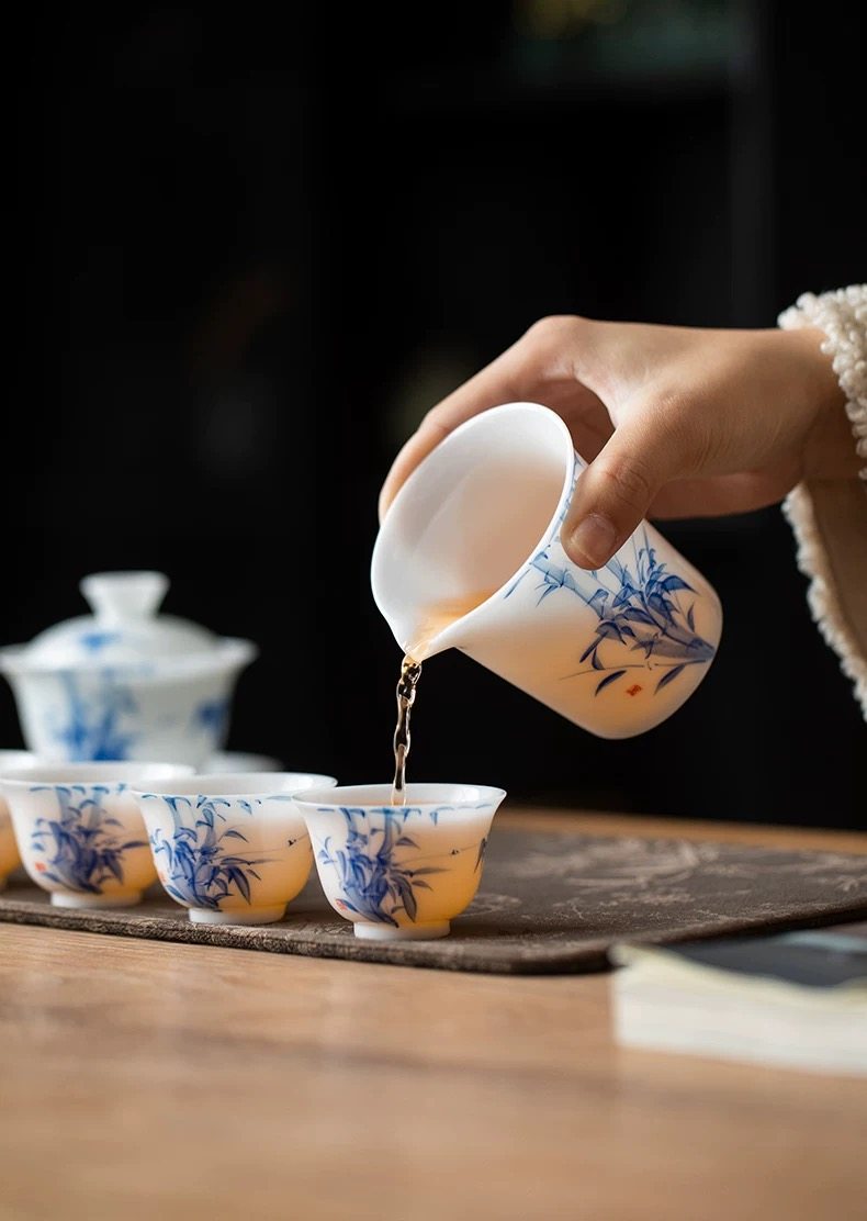 ｛赏心｝德化冰种玉瓷茶具三才盖碗套装纯手绘功夫套组高档礼盒装,淘宝优惠券,粉丝福利购,淘宝优惠卷