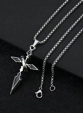 原创黑色古银十字架朋克时尚项链