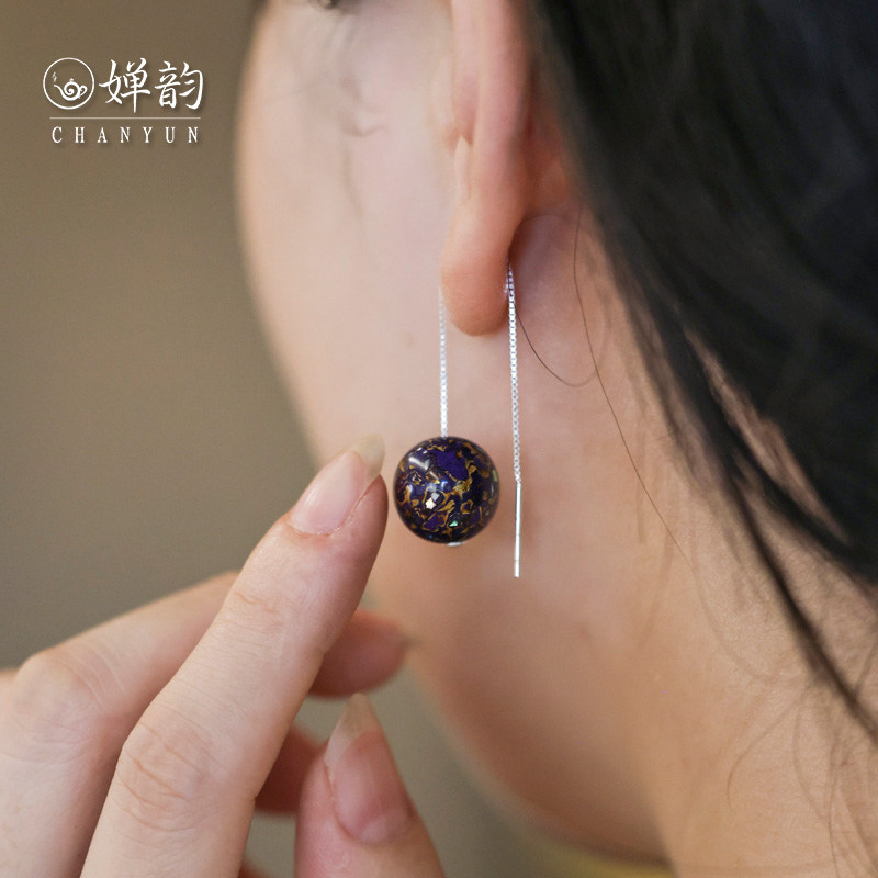 婵韵 林剑军黑檀木大漆绿紫彩漆耳坠耳饰首饰复古家用茶具配件,淘宝优惠券,粉丝福利购,淘宝优惠卷