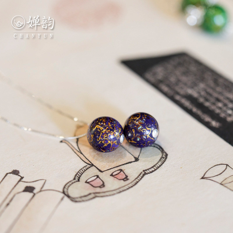 婵韵 林剑军黑檀木大漆绿紫彩漆耳坠耳饰首饰复古家用茶具配件,淘宝优惠券,粉丝福利购,淘宝优惠卷