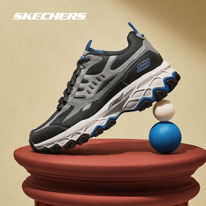 斯凯奇官方outlets男鞋冬季户外老爹鞋网布拼接时尚运动休闲鞋