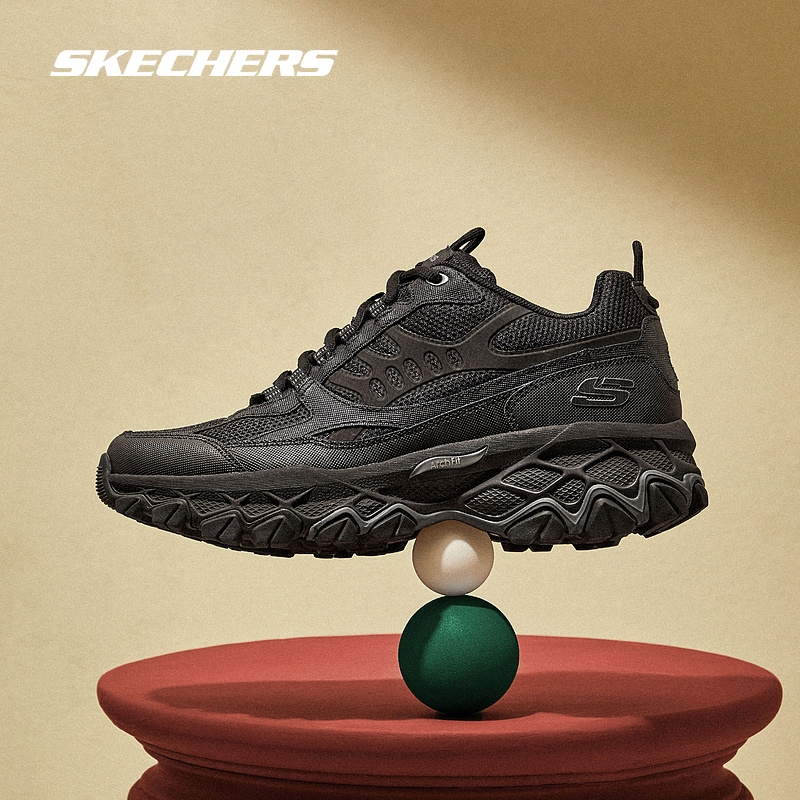 斯凯奇官方outlets男鞋冬季户外老爹鞋网布拼接时尚运动休闲鞋