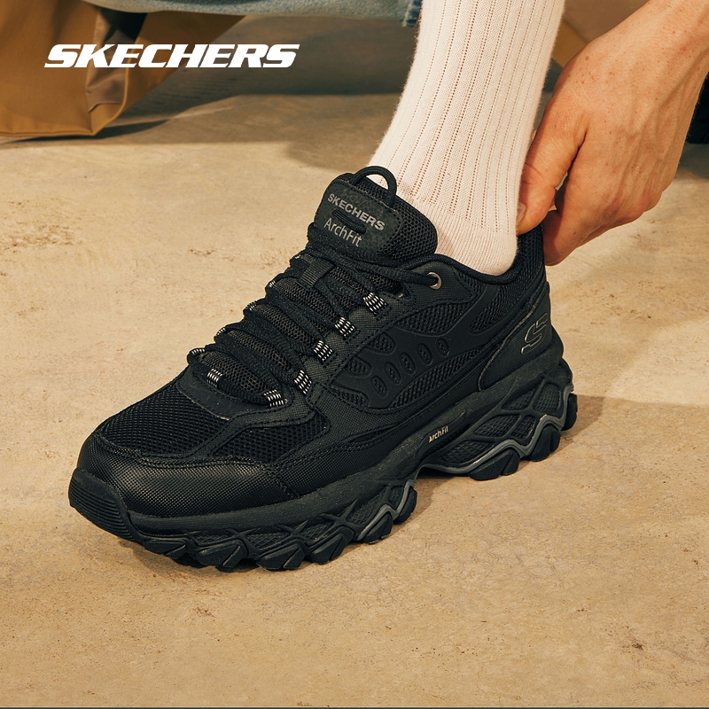 斯凯奇官方outlets男鞋冬季户外老爹鞋网布拼接时尚运动休闲鞋