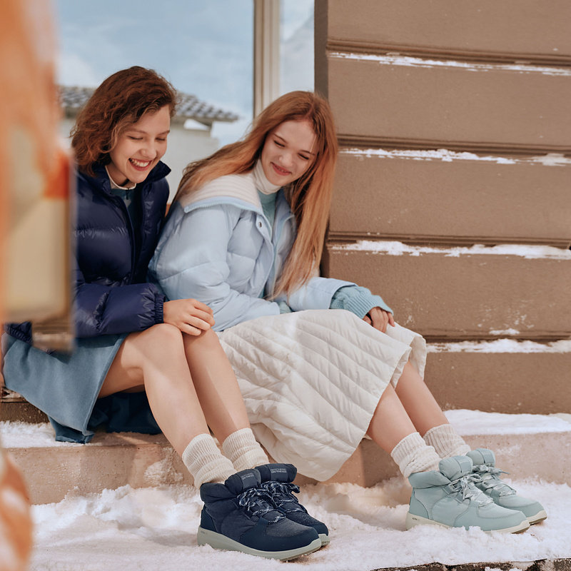 斯凯奇官方outlets 面包靴女鞋年冬新款厚底增高休闲户外短筒靴