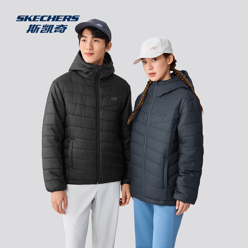 Skechers斯凯奇2025秋冬新款男女保暖中性修身梭织裥棉外套