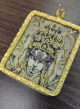 新款白鹤童子唐卡吊坠项链手绘描金高清款带绳子景区同款礼物纪念