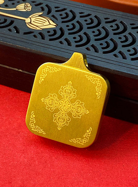 新款钛钢唐卡盒子外壳嘎乌盒单面不锈钢吊坠金色方形保色长正方形