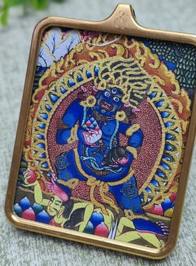 新款钛钢唐卡吊坠项链五爷九尾绿度母方牌随身吊坠民族风挂件保色