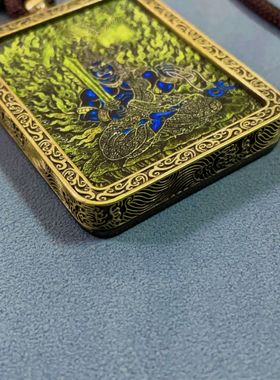 新款西藏藏族十二生肖唐卡不动尊不动明王吊坠项链挂件做旧铜色潮