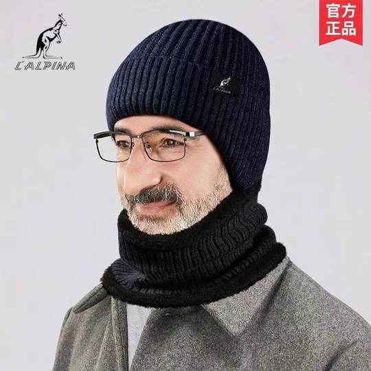 Genuine kangaroo winter men's warm woolen hat outdoor plus velvet knitted hat pullover hat