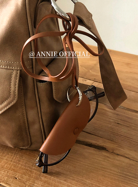 秋冬简约百搭皮质黑色棕色皮绳项链毛衣链钥匙包小众设计感墨镜夹