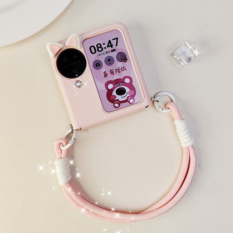 适用于oppofindn3flip手机壳新款findn3flip全包pocket2防摔中轴全包OPPO折叠屏保护套p50pocket手提粉色猫耳,淘宝优惠券,粉丝福利购,淘宝优惠卷