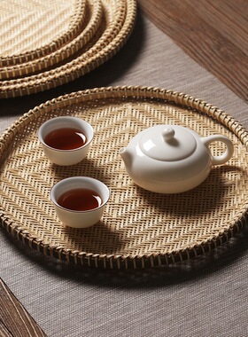 竹编制品有孔筛子馒头筐蒸饺托盘
