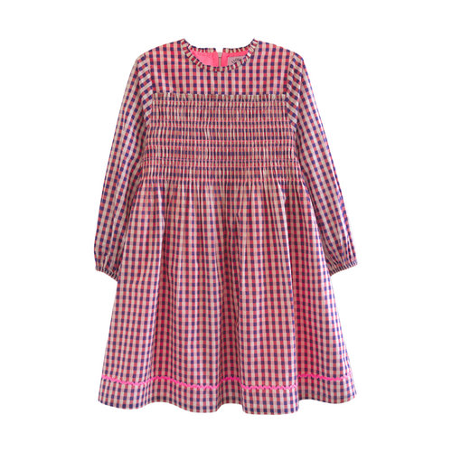 ILOVEJ童装2025秋季女童纯棉格子连衣裙韩版褶皱公主裙子/JXSOP02 - 图3