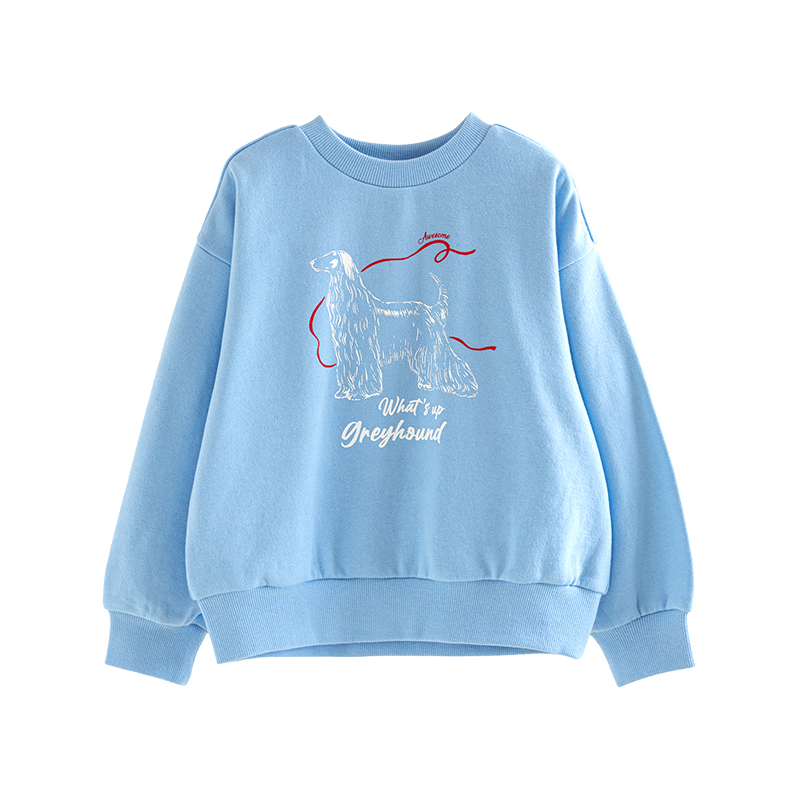 ILOVEJ童装2024冬新款纯棉卫衣休闲小狗印花加厚运动上衣/JWWTO23