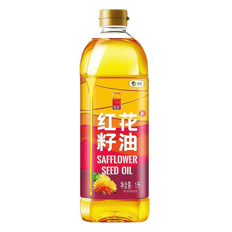 悦润 中粮红花籽油1Lx4瓶 新疆红花籽油物理压榨一级食用油植物油 - 图0