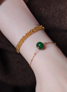 SUMOJEWEL《环佩》新中式复古俄料碧玉墩子设计款手链项链