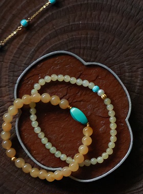 SUMOJEWEL《玉书》新中式原创淡雅清新糖玉绿松石手串