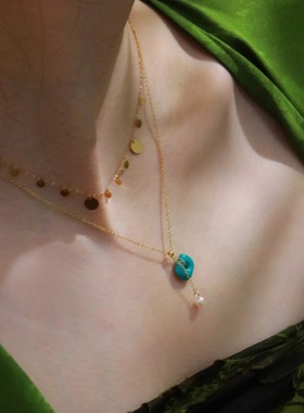 SUMOJEWEL《方寸之间》新中式复古文艺绿松轻奢项链