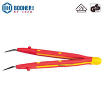 Baohe (BOOHER) insulating tweezers bicolor VDE bending tip transverse tooth tweezers manual tool 159mmBH02311