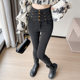 Smoke grey leggings for women tight feet pants plus velvet