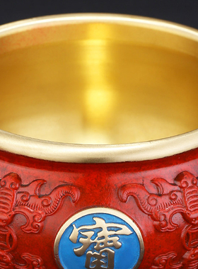 速发盆铜聚宝铜聚宝盆八福元宝实心全黄沈三公司开业礼品摆件