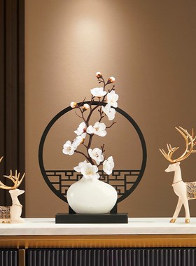 速发平安喜乐新中式屏厅酒柜玄关电视柜禅意摆件办公室书房客风装