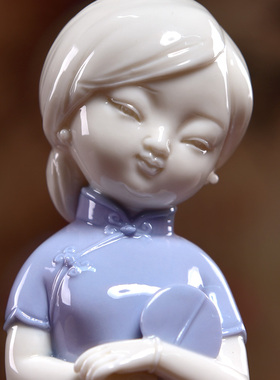 速发陶瓷古饰旗袍仕摆件中国风古风创美新中式人物唯美意装典饰品