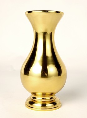 速发水铜光身素面供佛花瓶 佛前供瓶 佛具用品纯莲花瓶 净 瓶