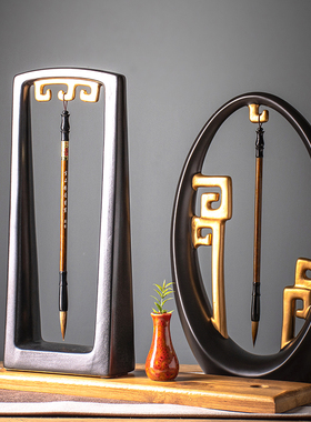 速发家居酒件陶瓷办公室桌面摆设架房笔书毛笔挂摆柜创意小装饰品